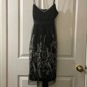 Black spaghetti strap beaded sequins babydoll dress size M